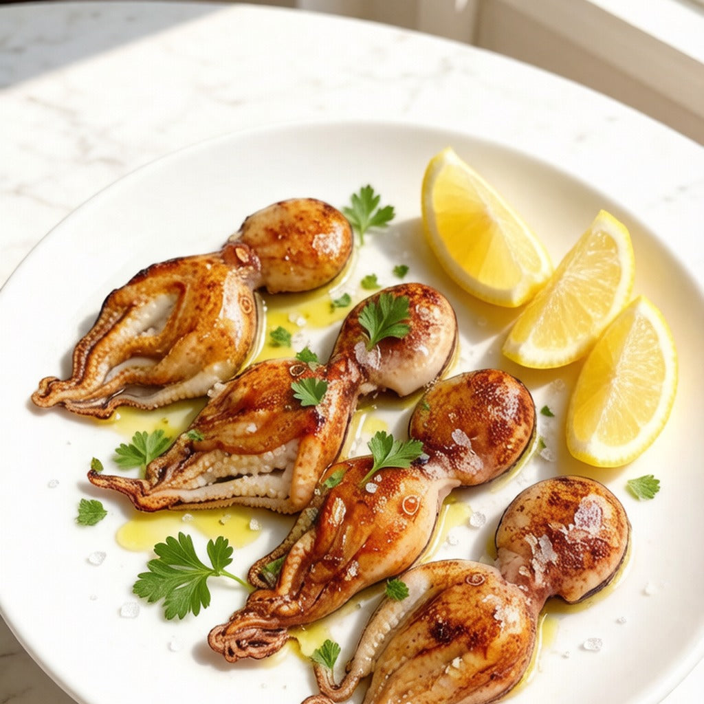 Grilled baby octopus with lemon