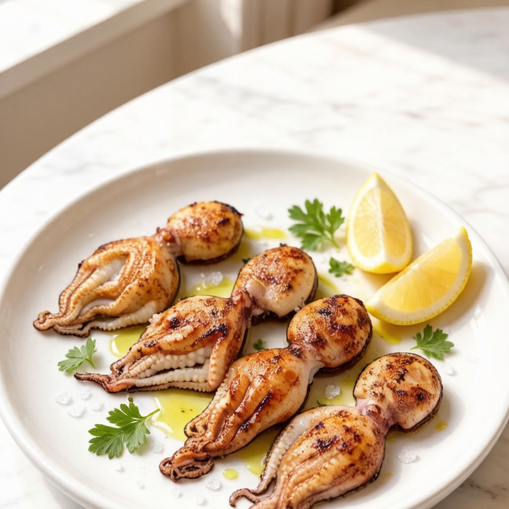 Pan-seared baby octopus